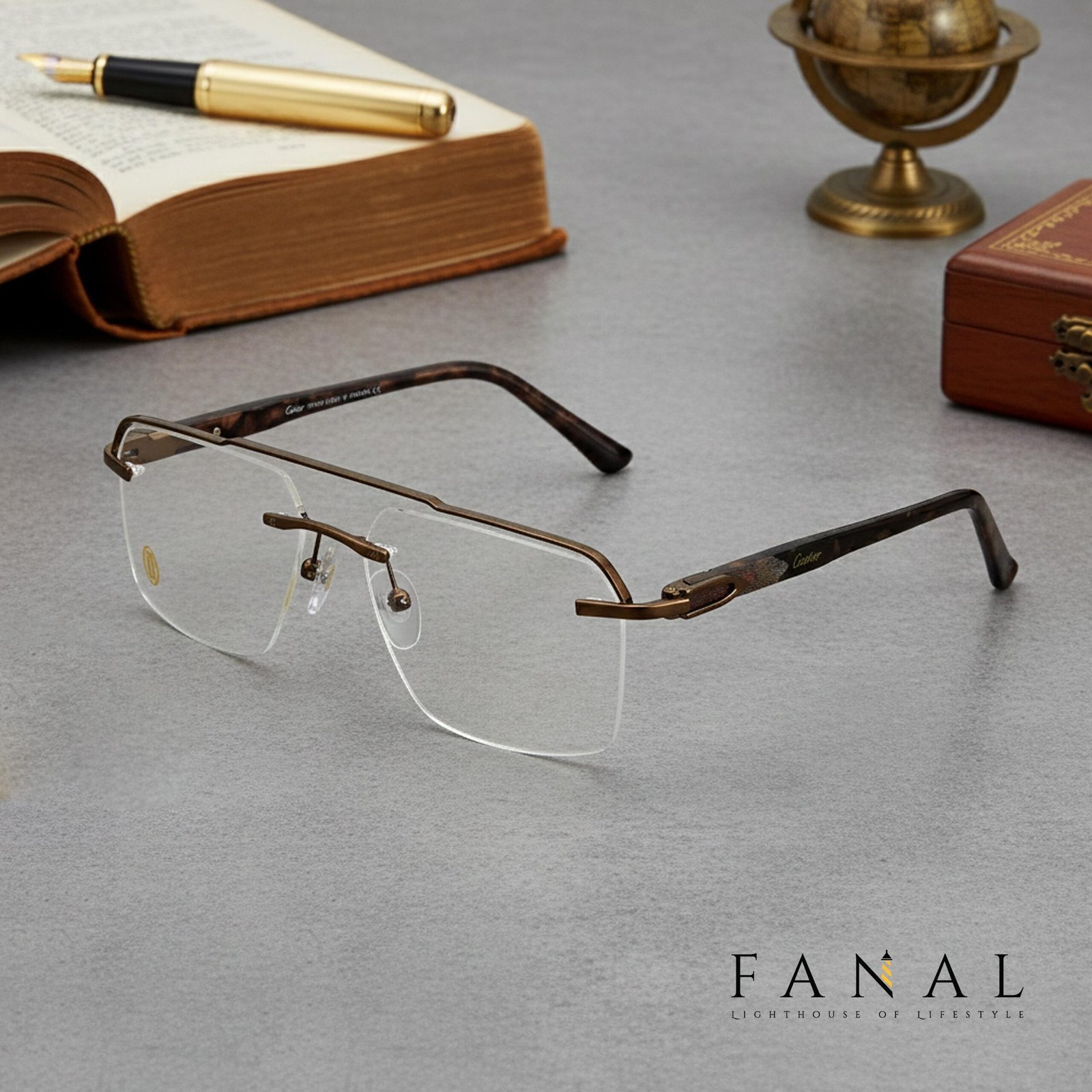 Cartier Double Bridge Rimless Eyeglasses